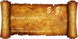 Breier Zalán névjegykártya